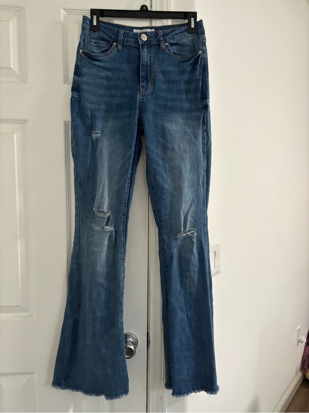 Women’s Distressed Flared Jeans - Blue